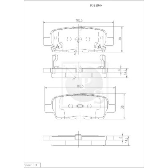 4 Plaquettes De Frein Nps N361n04
