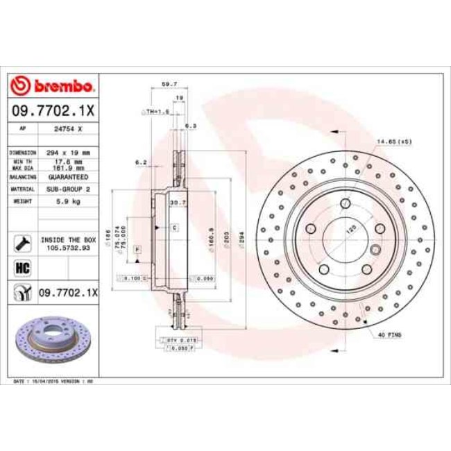 2 Disques De Frein Brembo Xtra Vernis Uv 09.7702.1x