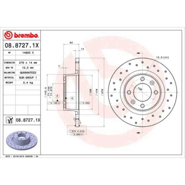 2 Disques De Frein Brembo Xtra Vernis Uv 08.8727.1x
