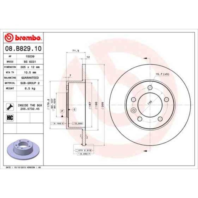 2 Disques De Frein Brembo 08.b829.10