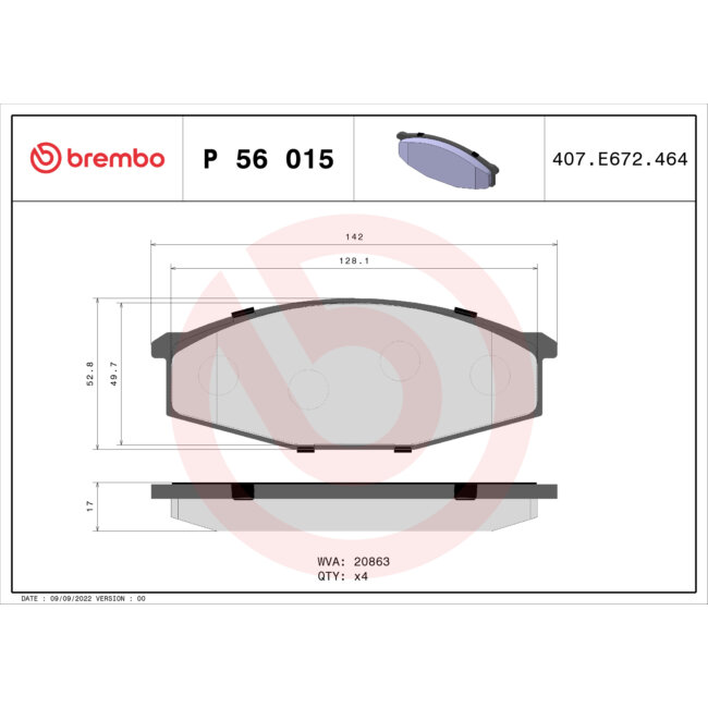 4 Plaquettes De Frein Brembo P56015