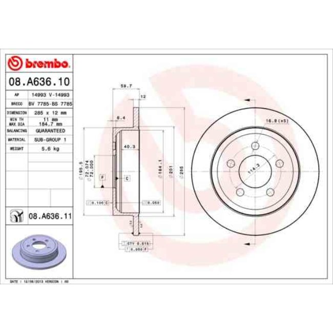 2 Disques De Frein Brembo Vernis Uv 08.a636.11