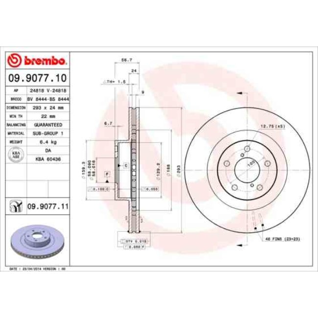 2 Disques De Frein Brembo Vernis Uv 09.9077.11