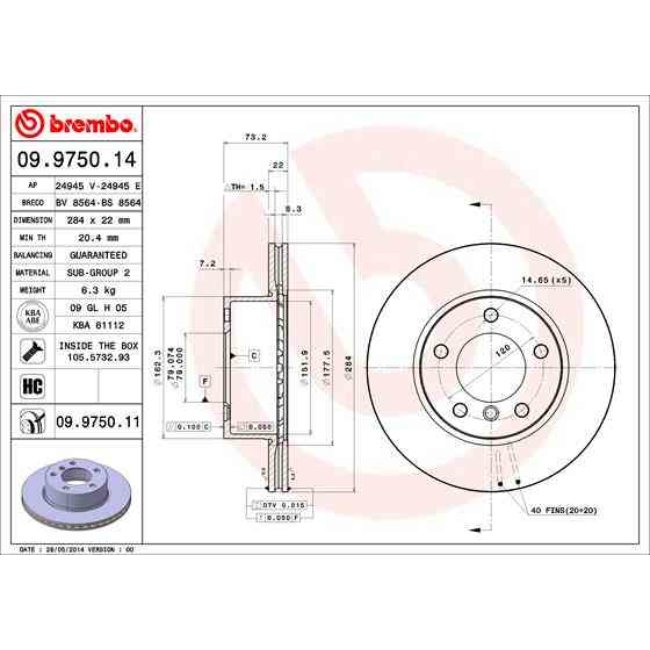 2 Disques De Frein Brembo Vernis Uv 09.9750.11