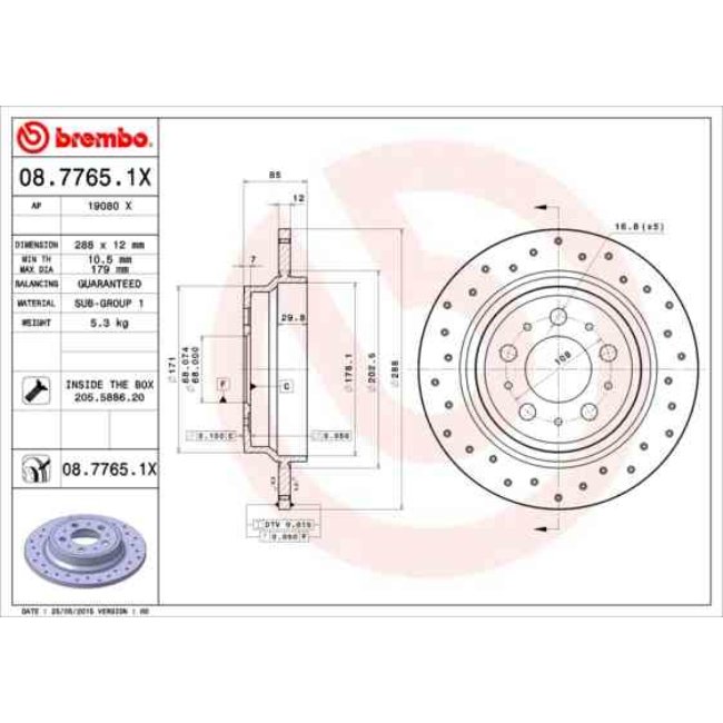 2 Disques De Frein Brembo Xtra Vernis Uv 08.7765.1x