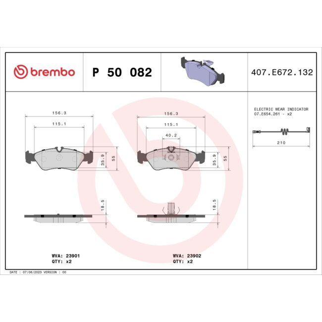 4 Plaquettes De Frein Brembo P50082