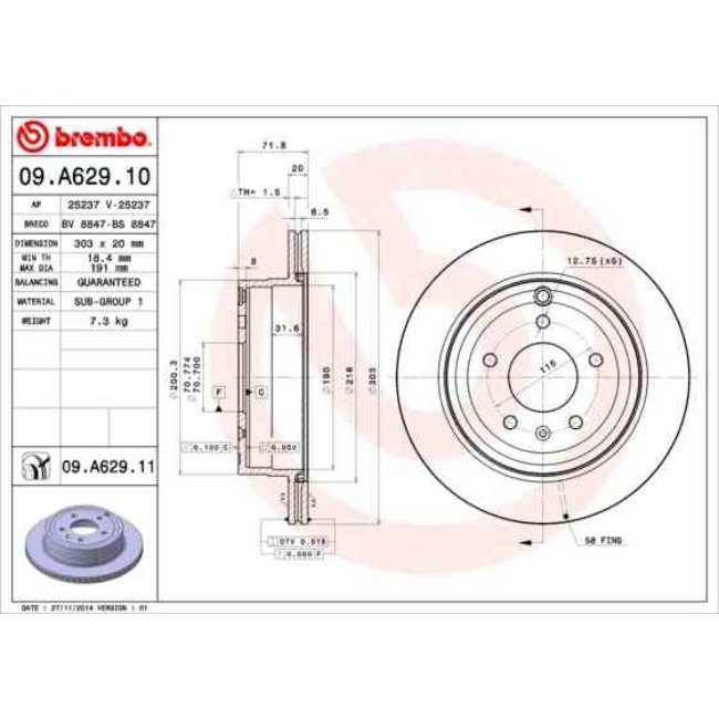 2 Disques De Frein Brembo Vernis Uv 09.a629.11