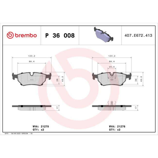4 Plaquettes De Frein Brembo P36008