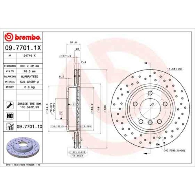 2 Disques De Frein Brembo Xtra Vernis Uv 09.7701.1x