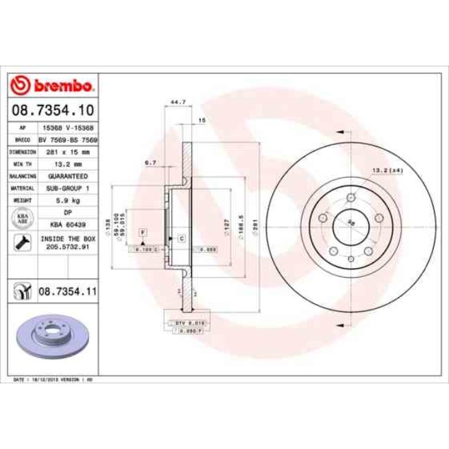 2 Disques De Frein Brembo 08.7354.10
