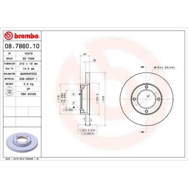 2 Disques De Frein Brembo 08.7860.10
