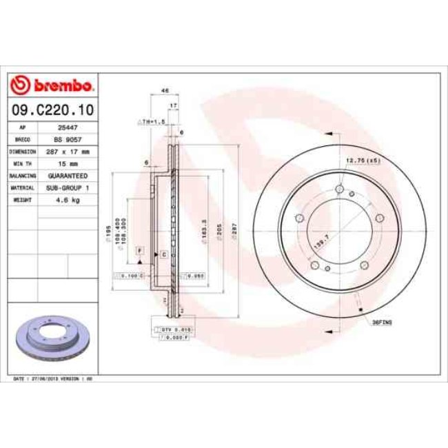 2 Disques De Frein Brembo 09.c220.10