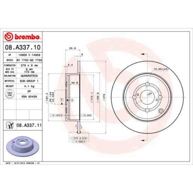 2 Disques De Frein Brembo 08.a337.10