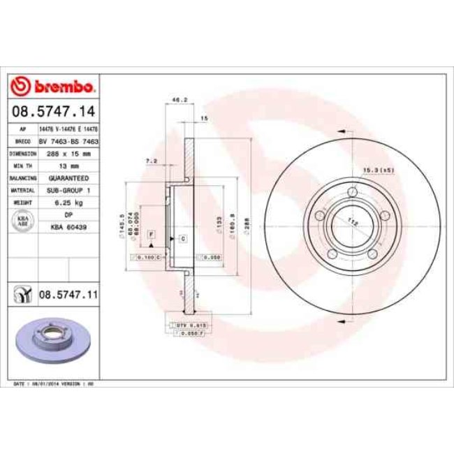 2 Disques De Frein Brembo Vernis Uv 08.5747.11