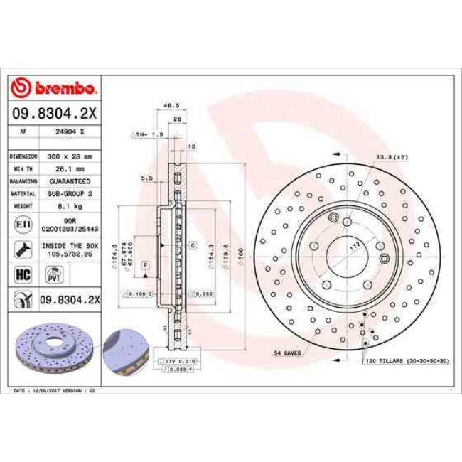 2 Disques De Frein Brembo Xtra Vernis Uv 09.8304.2x