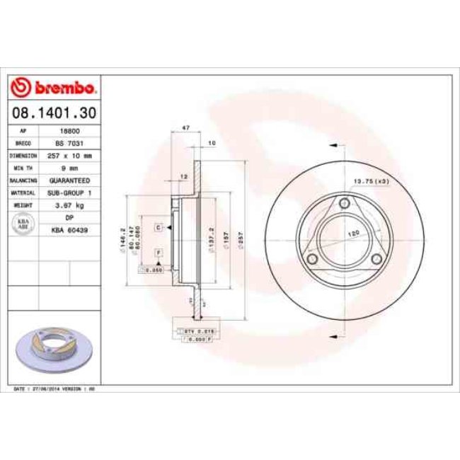 2 Disques De Frein Brembo 08.1401.30