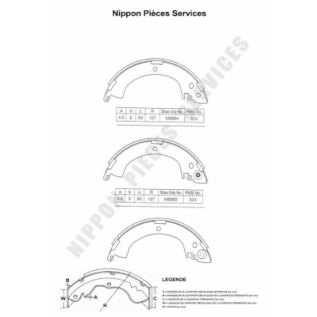 Jeu De 4 Mâchoires De Frein Nps M350i01