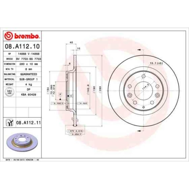 2 Disques De Frein Brembo Vernis Uv 08.a112.11