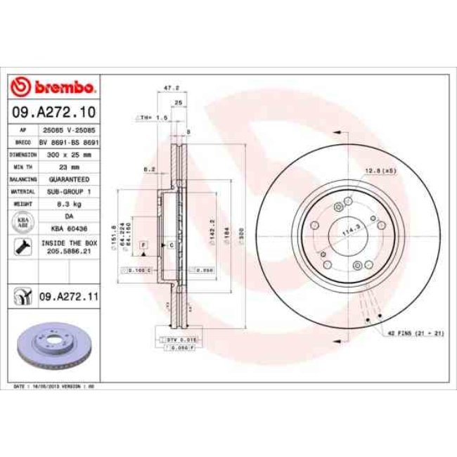 2 Disques De Frein Brembo Vernis Uv 09.a272.11