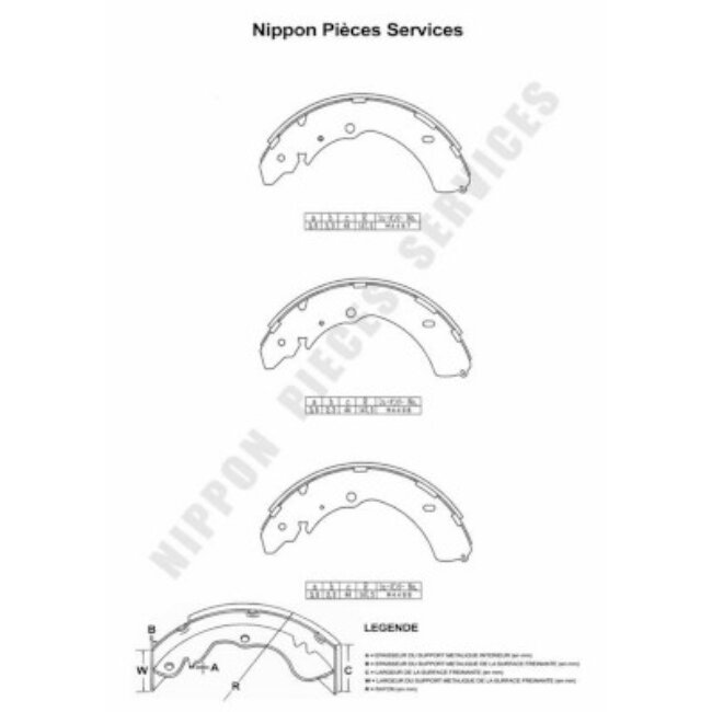 Jeu De 4 Mâchoires De Frein Nps I350u06