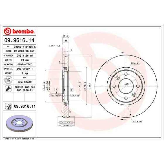 2 Disques De Frein Brembo Vernis Uv 09.9616.11