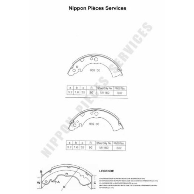 Jeu De 4 Mâchoires De Frein Nps N350n01