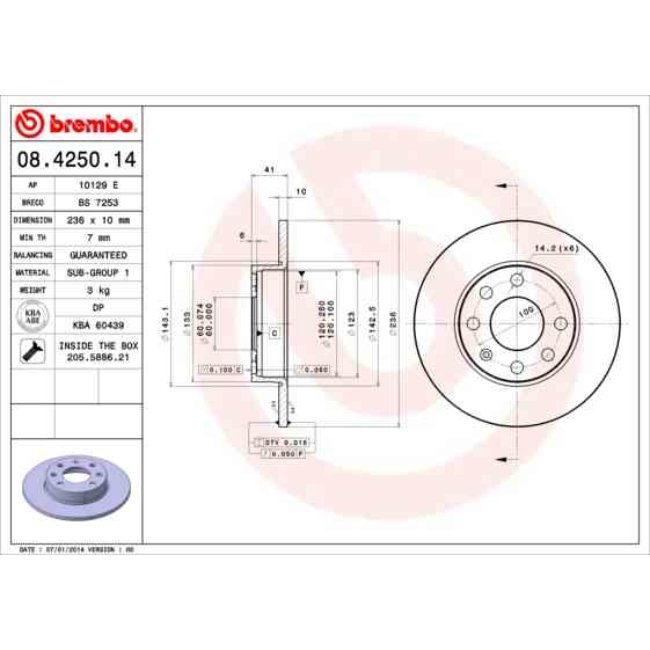 2 Disques De Frein Brembo 08.4250.14