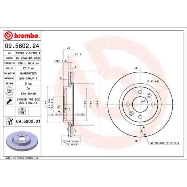 2 Disques De Frein Brembo 09.5802.24