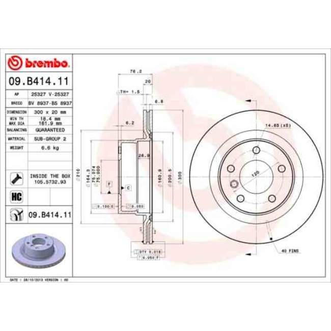 2 Disques De Frein Brembo Vernis Uv 09.b414.11