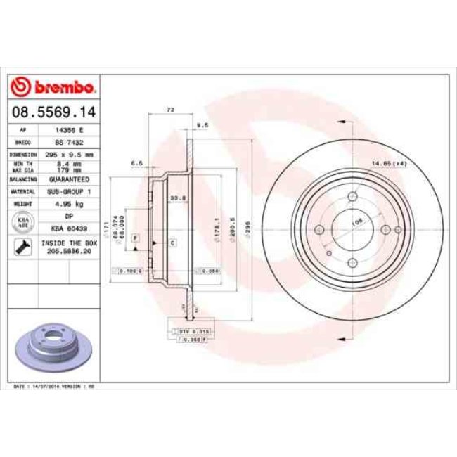 2 Disques De Frein Brembo 08.5569.14