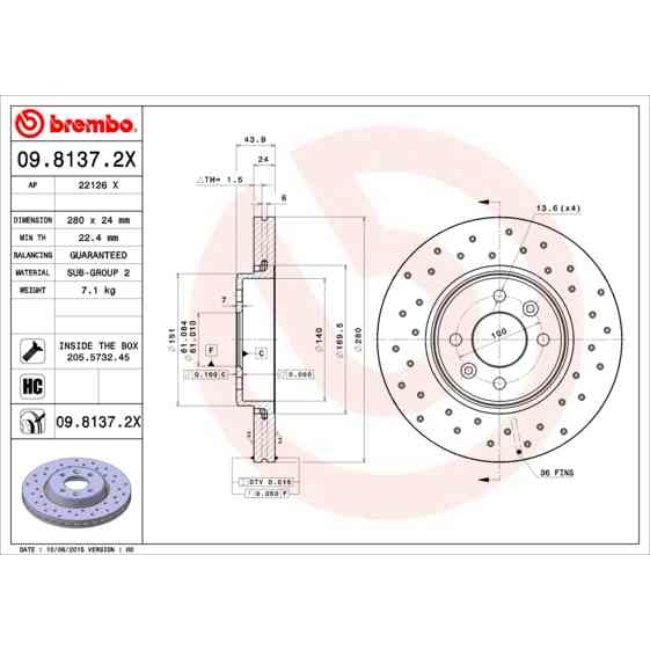 2 Disques De Frein Brembo Xtra Vernis Uv 09.8137.2x