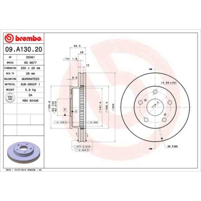 2 Disques De Frein Brembo 09.a130.20