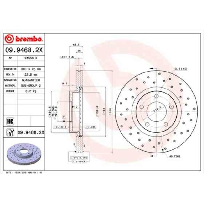 2 Disques De Frein Brembo Xtra Vernis Uv 09.9468.2x