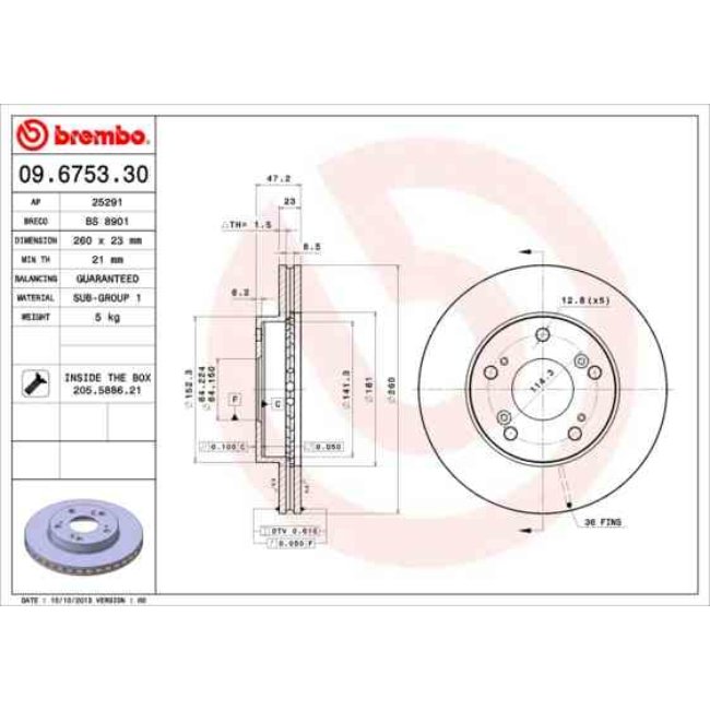 2 Disques De Frein Brembo 09.6753.30