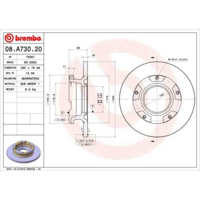2 Disques De Frein Brembo 08.a730.20