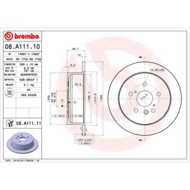 2 Disques De Frein Brembo Vernis Uv 08.a111.11