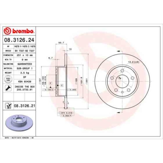 2 Disques De Frein Brembo Vernis Uv 08.3126.21