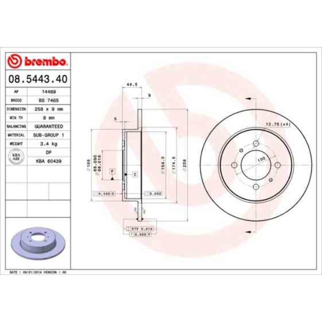 2 Disques De Frein Brembo 08.5443.40