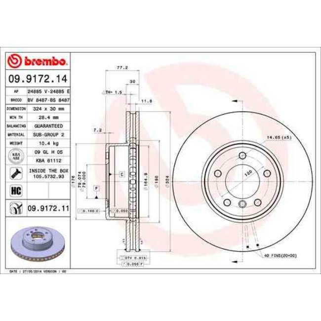 2 Disques De Frein Brembo Vernis Uv 09.9172.11