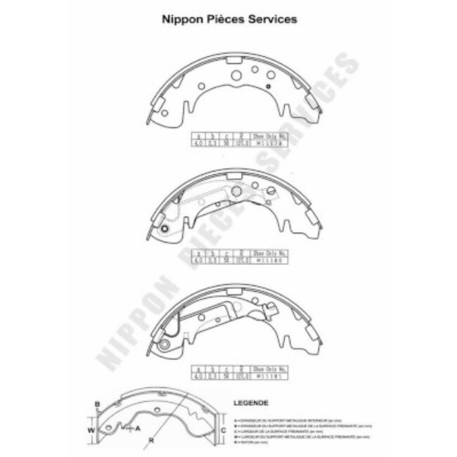 Jeu De 4 Mâchoires De Frein Nps H350i28