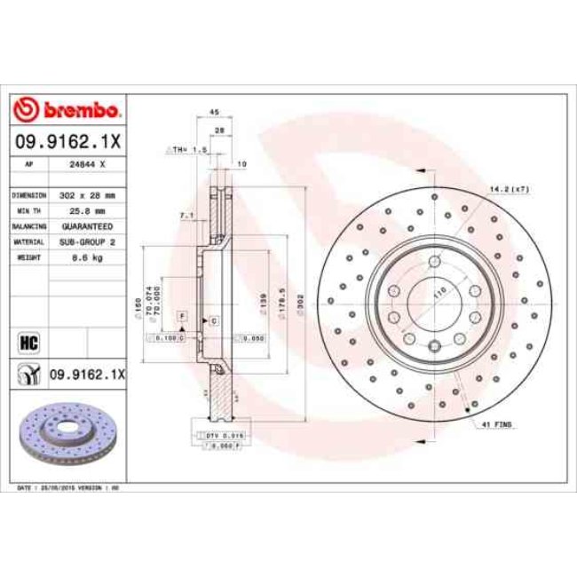 2 Disques De Frein Brembo Xtra Vernis Uv 09.9162.1x