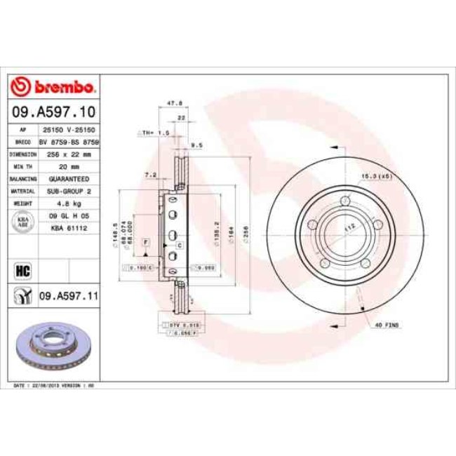 2 Disques De Frein Brembo Vernis Uv 09.a597.11
