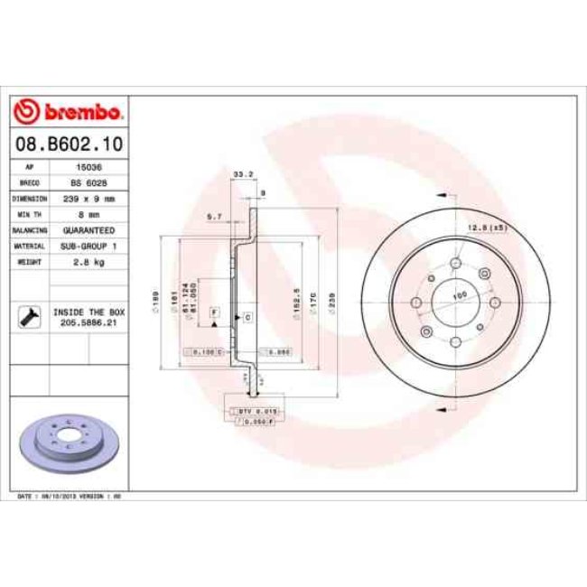 2 Disques De Frein Brembo 08.b602.10