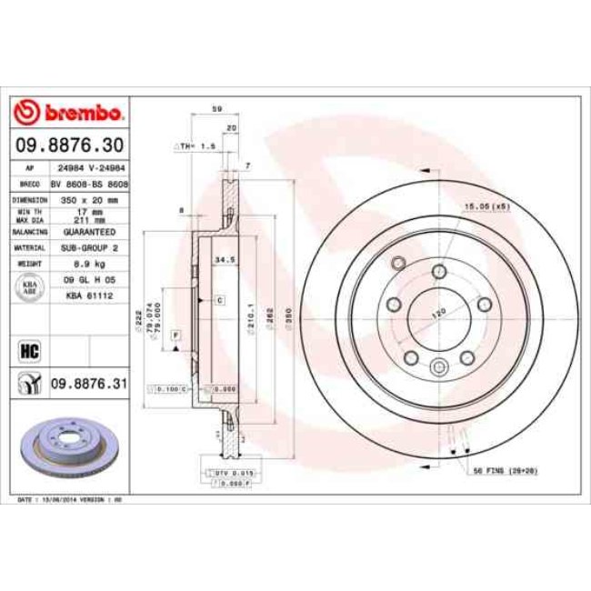 2 Disques De Frein Brembo Vernis Uv 09.8876.31