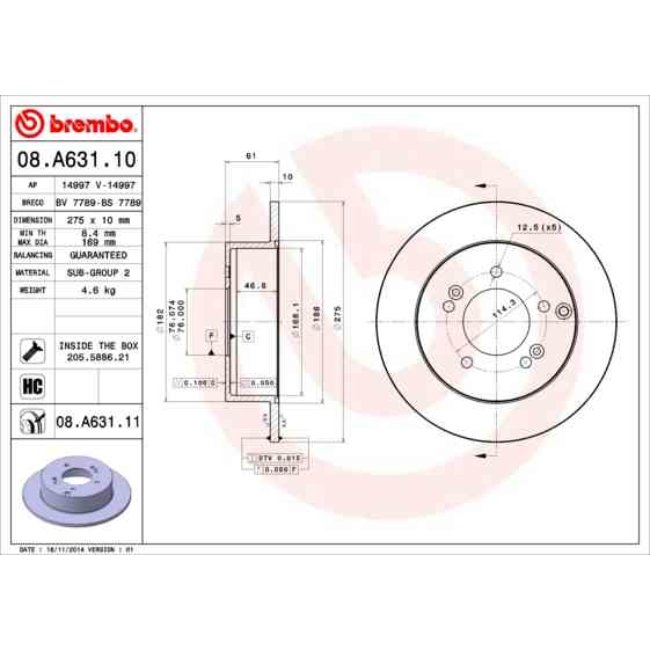 2 Disques De Frein Brembo Vernis Uv 08.a631.11