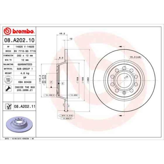 2 Disques De Frein Brembo Vernis Uv 08.a202.11