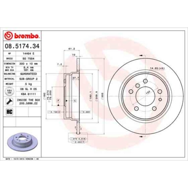 2 Disques De Frein Brembo 08.5174.34