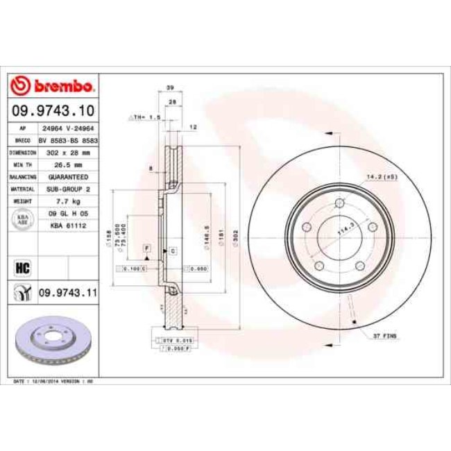 2 Disques De Frein Brembo Vernis Uv 09.9743.11