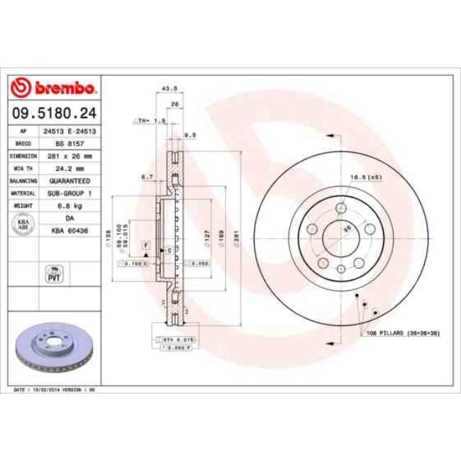 2 Disques De Frein Brembo 09.5180.24
