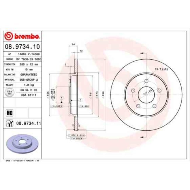 2 Disques De Frein Brembo Vernis Uv 08.9734.11